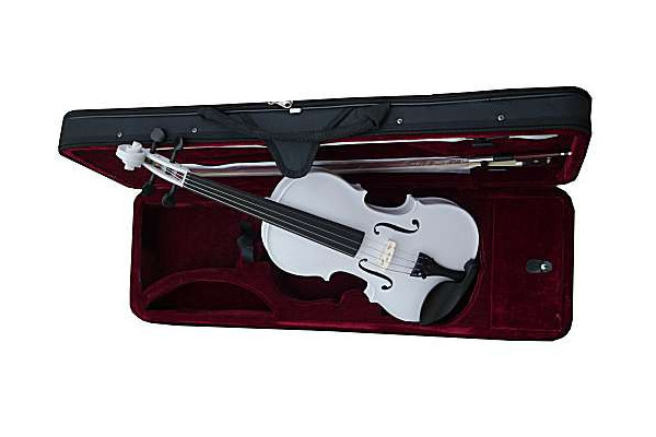 Violon blanc brillant haut de gamme Rigozetti adulte étui rectangle.